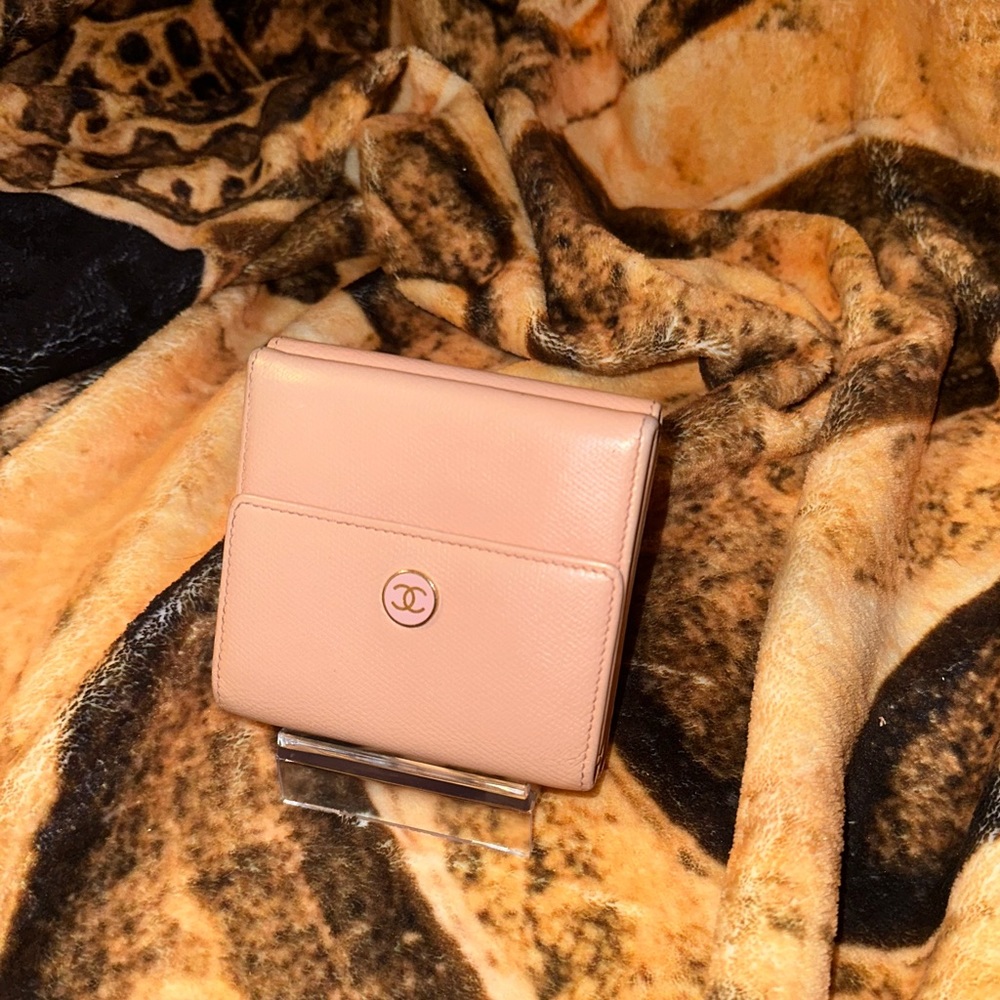 Chanel button sevruga wallet pink